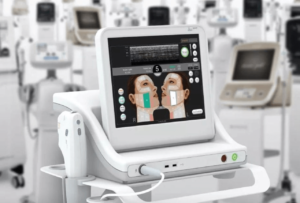 Micro-focused ultrasound with visualisation machine